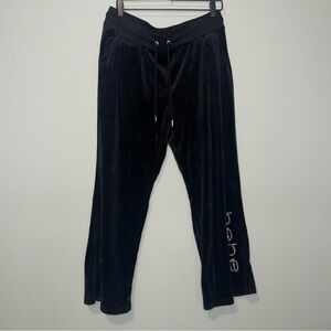 Vintage Y2K Bebe Sport Black Velour Rhinestone Logo Pants Size XL‎